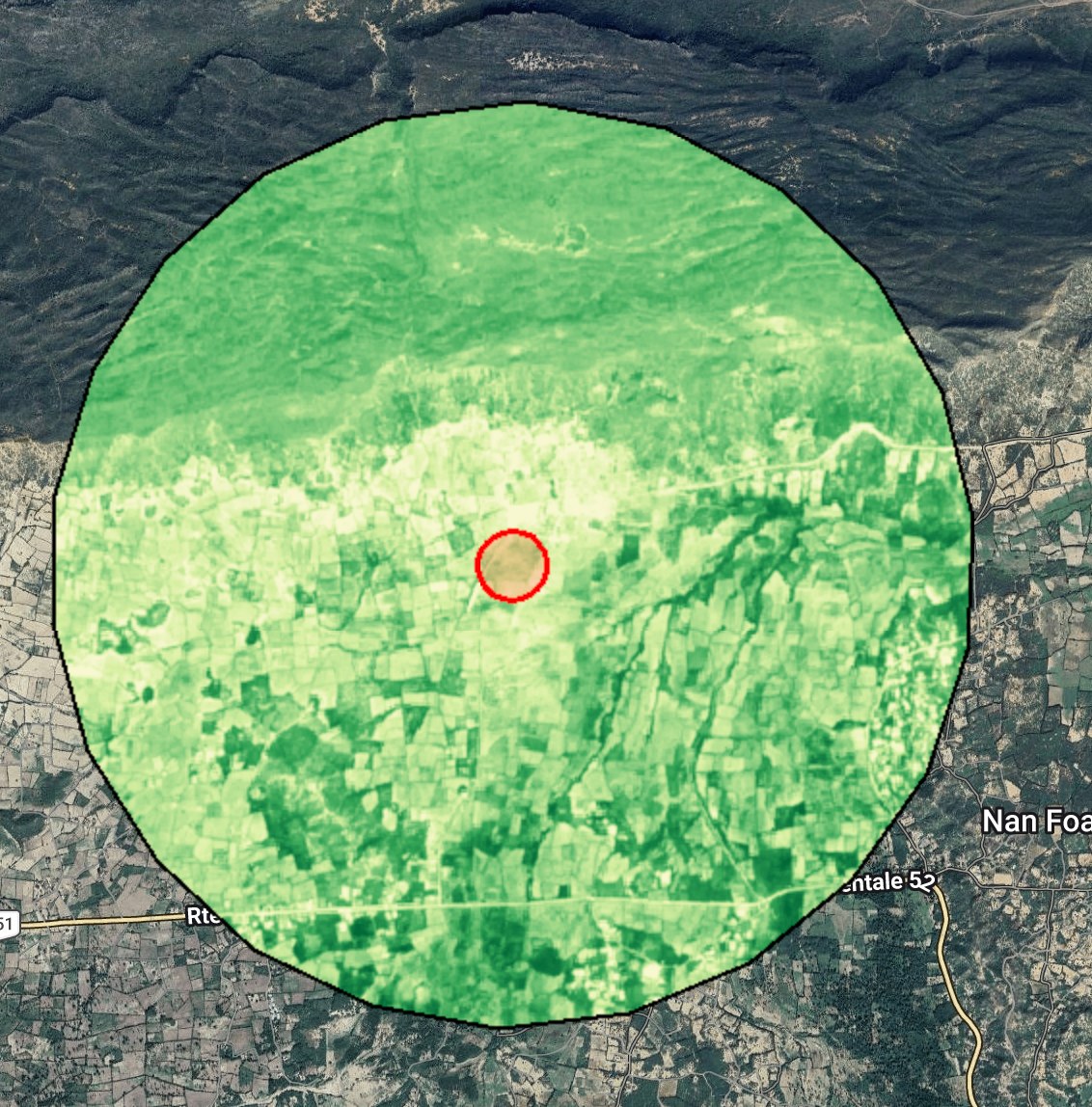 NDVI vegetation screening map for the proposed Haiti precision agriculture pilot area